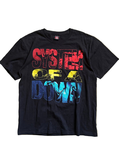 System of a Down band logo t-shirt featuring a multi-colored graphic design Thailand Boot XL