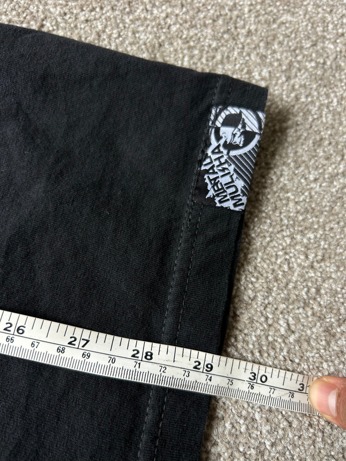 Y2K Metal Mulisha Gravity Tee in black cotton with a grey MM skull graphic Large
