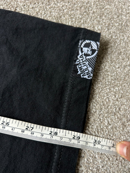 Y2K Metal Mulisha Gravity Tee in black cotton with a grey MM skull graphic Large