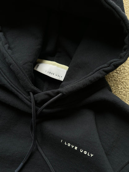 I Love Ugly Box Hood in the midnight navy Hoodie Large