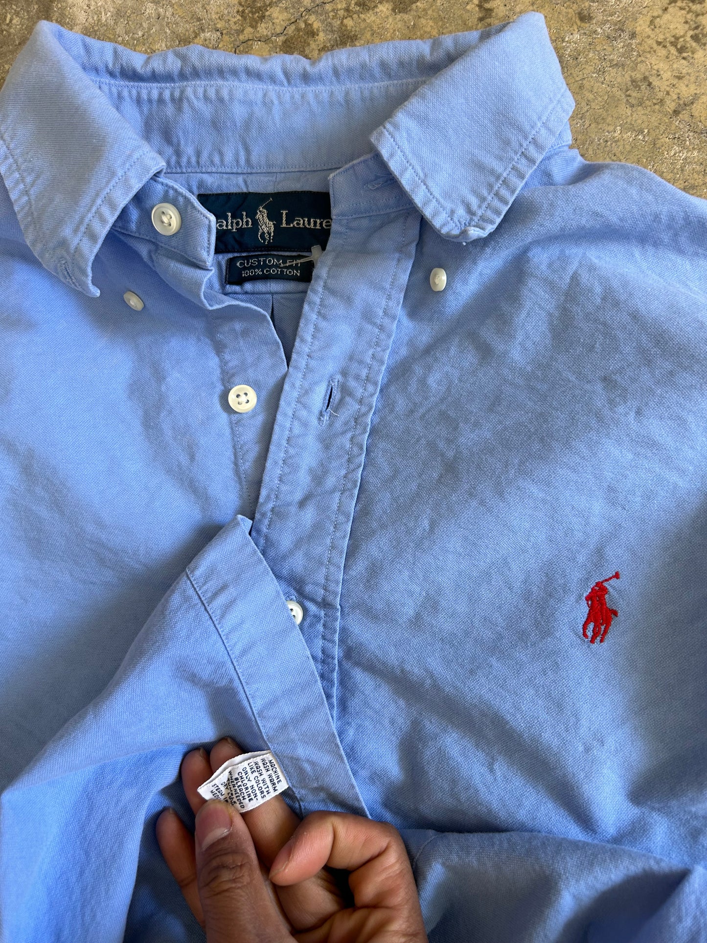 Vintage blue Polo Ralph Lauren Classic Fit Cotton Shirt Large