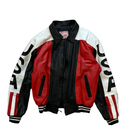 Vintage USA Flag Medium Leather Jacket