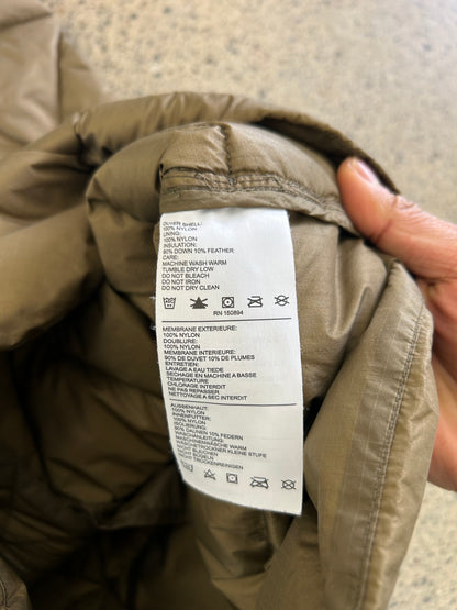 Holden Pyramid Down Vest in a brown olive color, featuring a unique triangular quilted pattern. Large