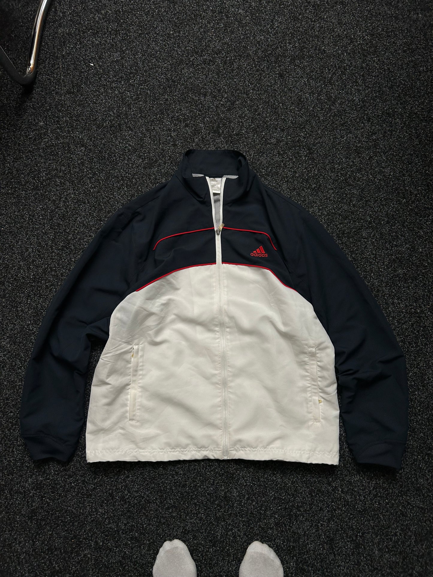 Vintage Adidas Track Jacket XL Navy Blue /White