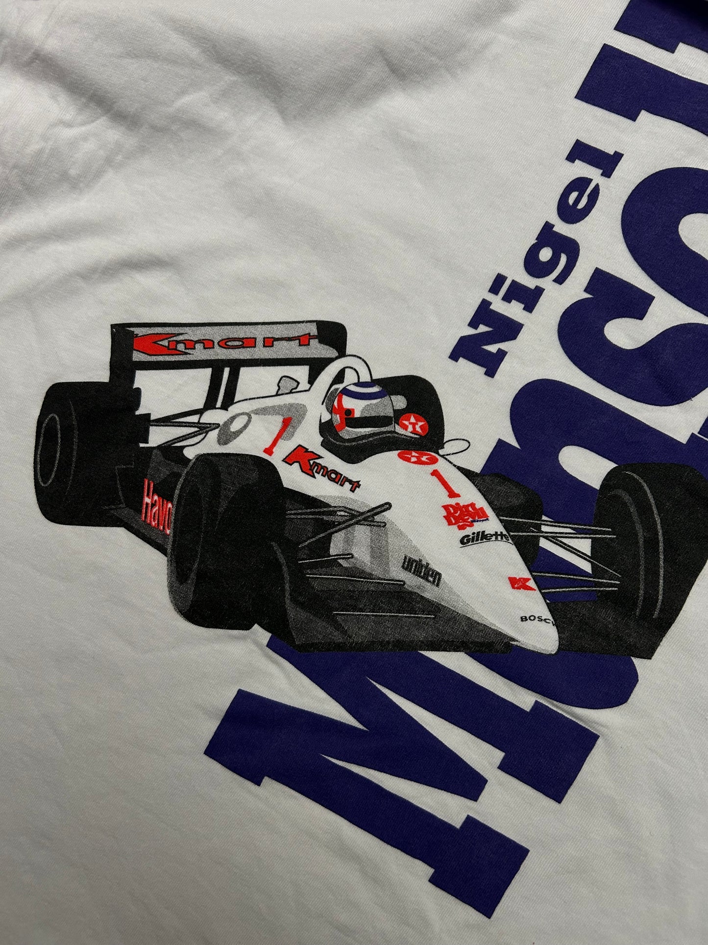 Vintage Nigel Mansell Formula 1 Single Stitch Graphic Tee White XL