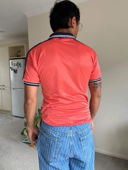 1999-00 Scotland Umbro away football shirt, featuring a distinct coral red body with navy blue accents XS Youth 10-12