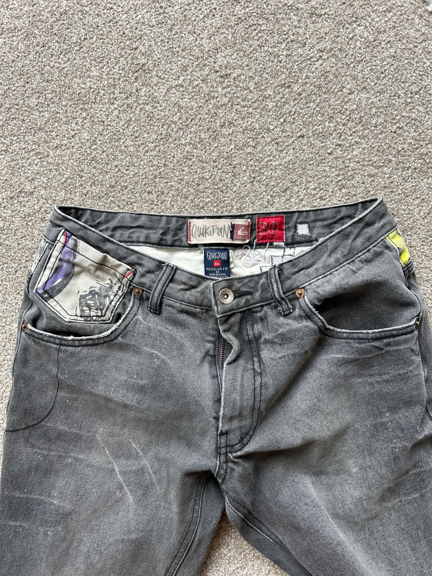 Y2K Quiksilver Black Straight Denim Jeans size 30