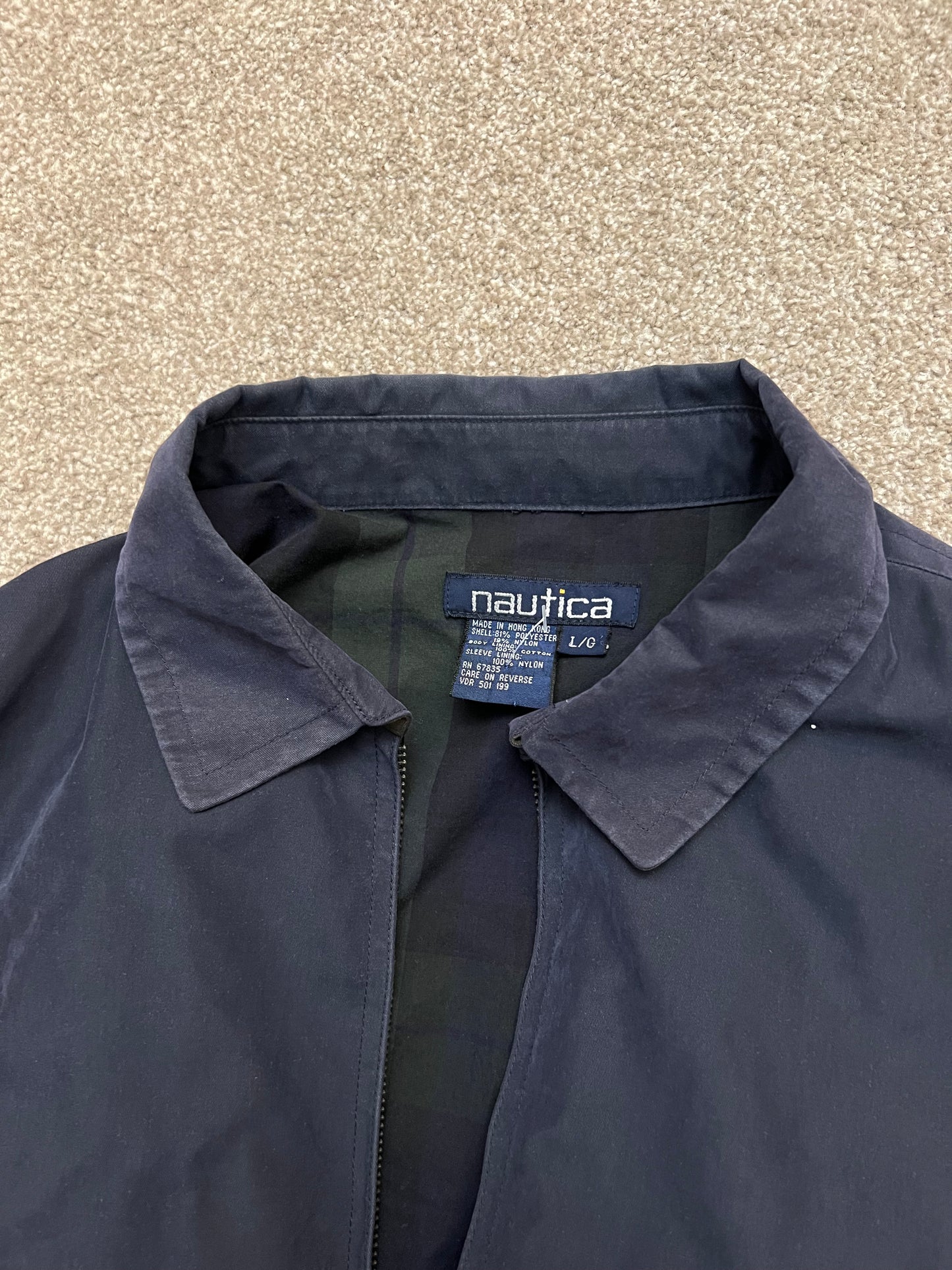 Vintage Nautica Harrington Jacket Large Navy Blue