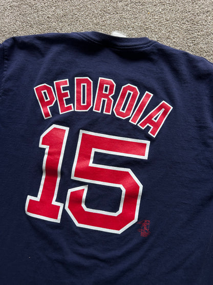 Nvy blue Boston Red Sox T-shirt #15 Pedroia Vintage Large