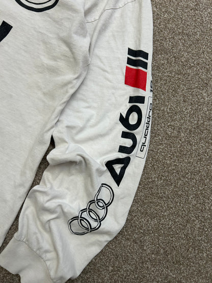 Vintage 1992 Audi Shirt Longsleeve XL White Faded Distressed Tee