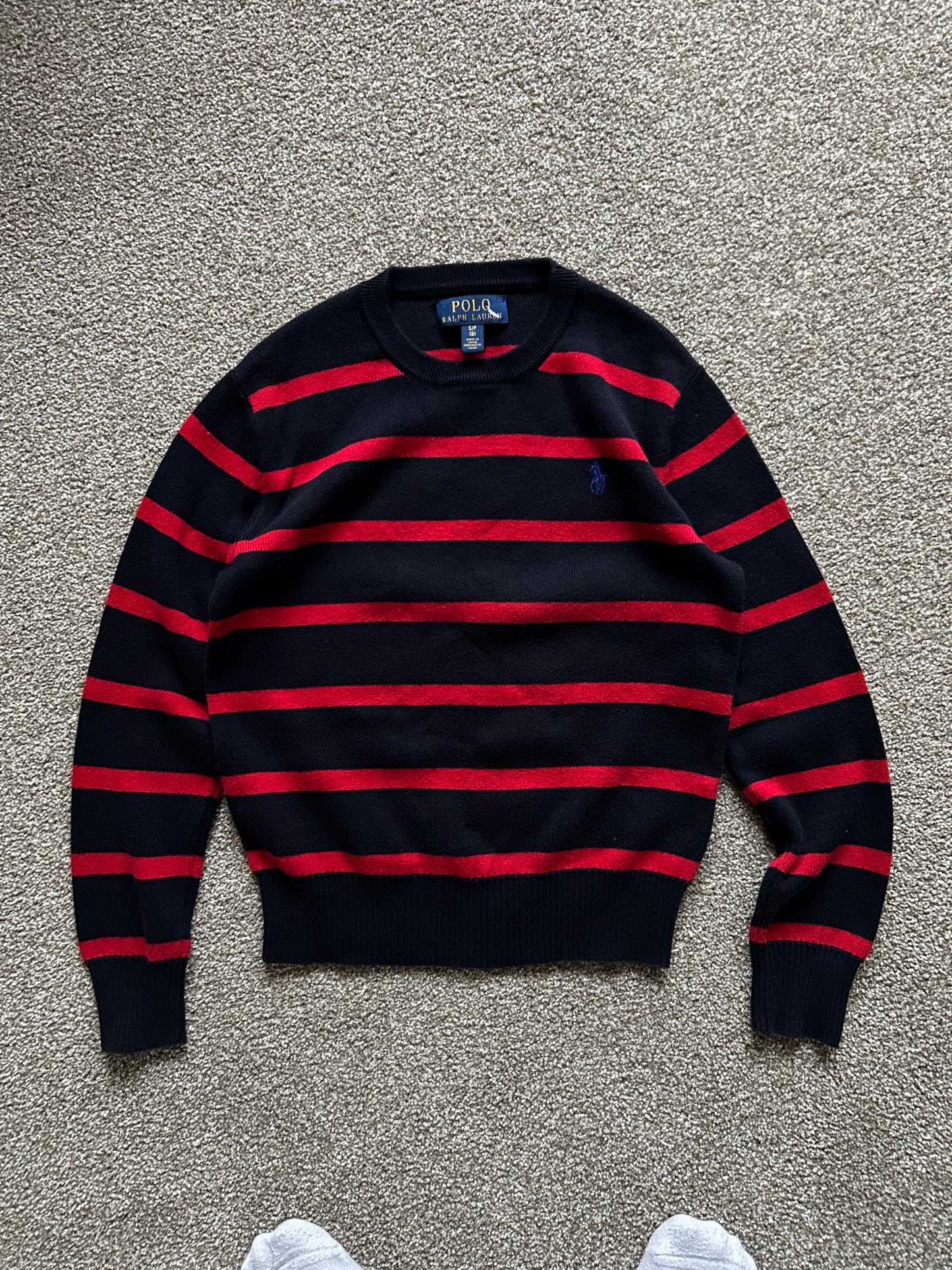 Polo Ralph Lauren Navy Blue Stripe Knitted Sweater Extra Small