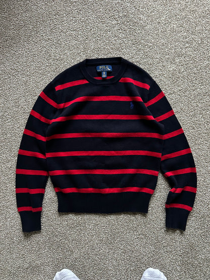Polo Ralph Lauren Navy Blue Stripe Knitted Sweater Extra Small