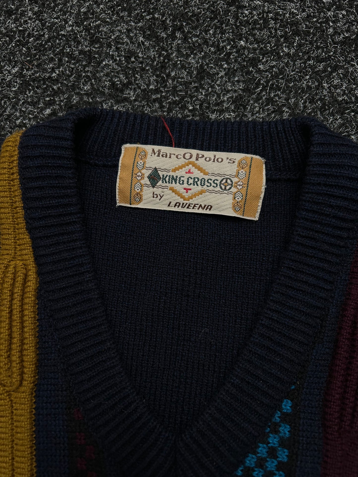Vintage Marco Polo Sweater Coogi Style 3D Knit Sleeveless V-Neck Pullover Sweater Large
