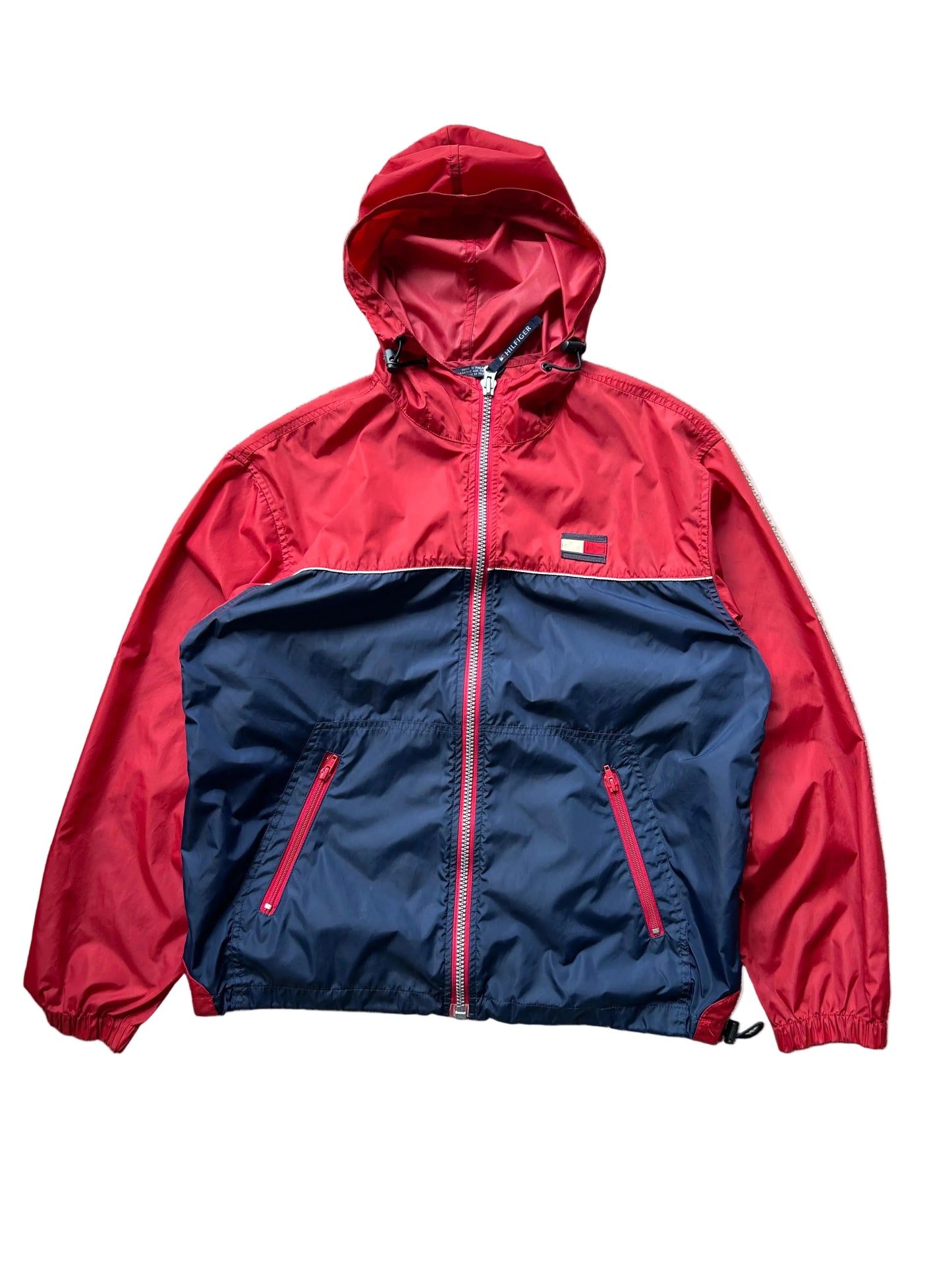 Vintage Tommy Hilfiger Hooded Rain Jacket Nylon size Large Red