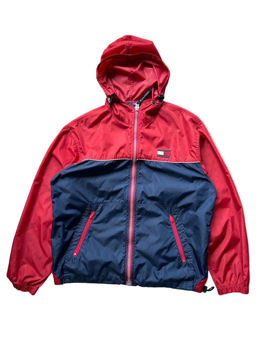 Vintage Tommy Hilfiger Hooded Rain Jacket Nylon size Large Red