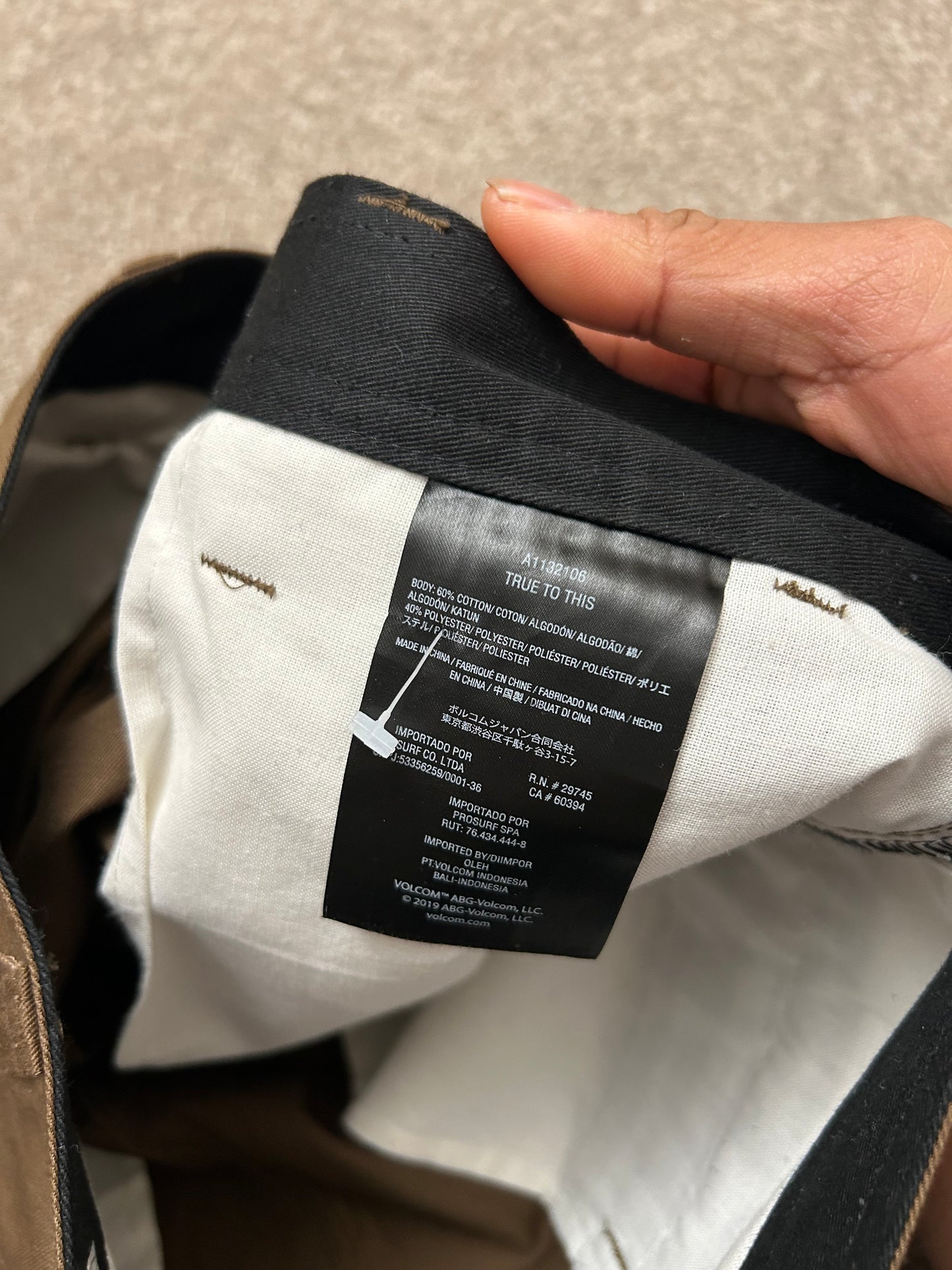 Volcom Frickin Skate Chino Pants Size 32 Choco Brown