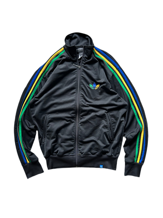 Adidas Grun Track Jacket Men's Black Rasta Firebird Blue Green Yellow size Medium