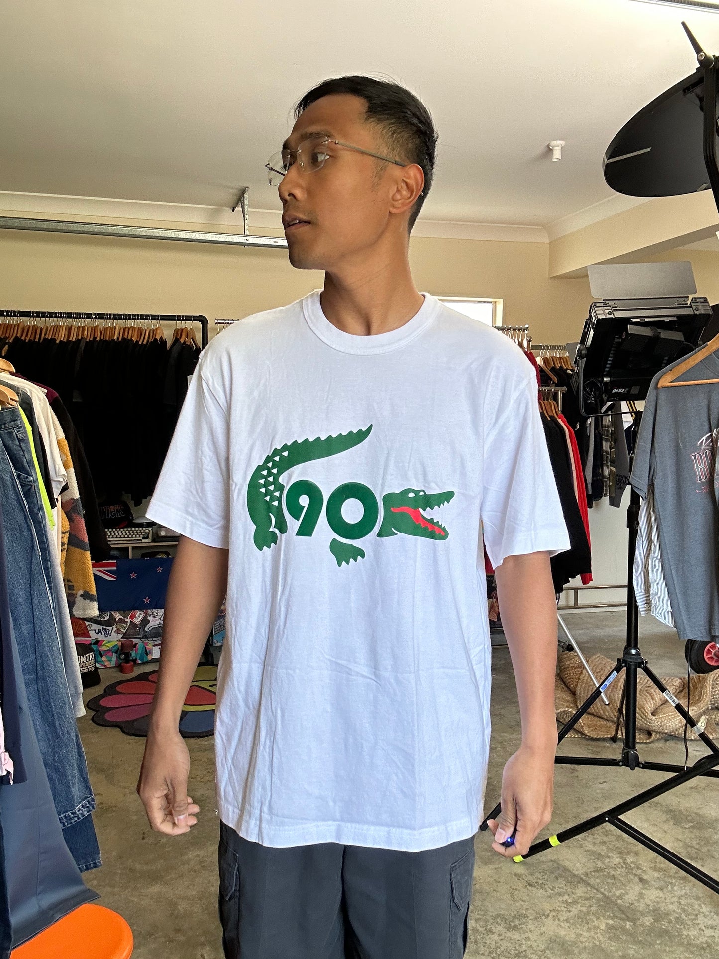 Lacoste 90th Anniversary Collector T-shirt, a limited edition piece designed to celebrate 90 years of the brand Large White