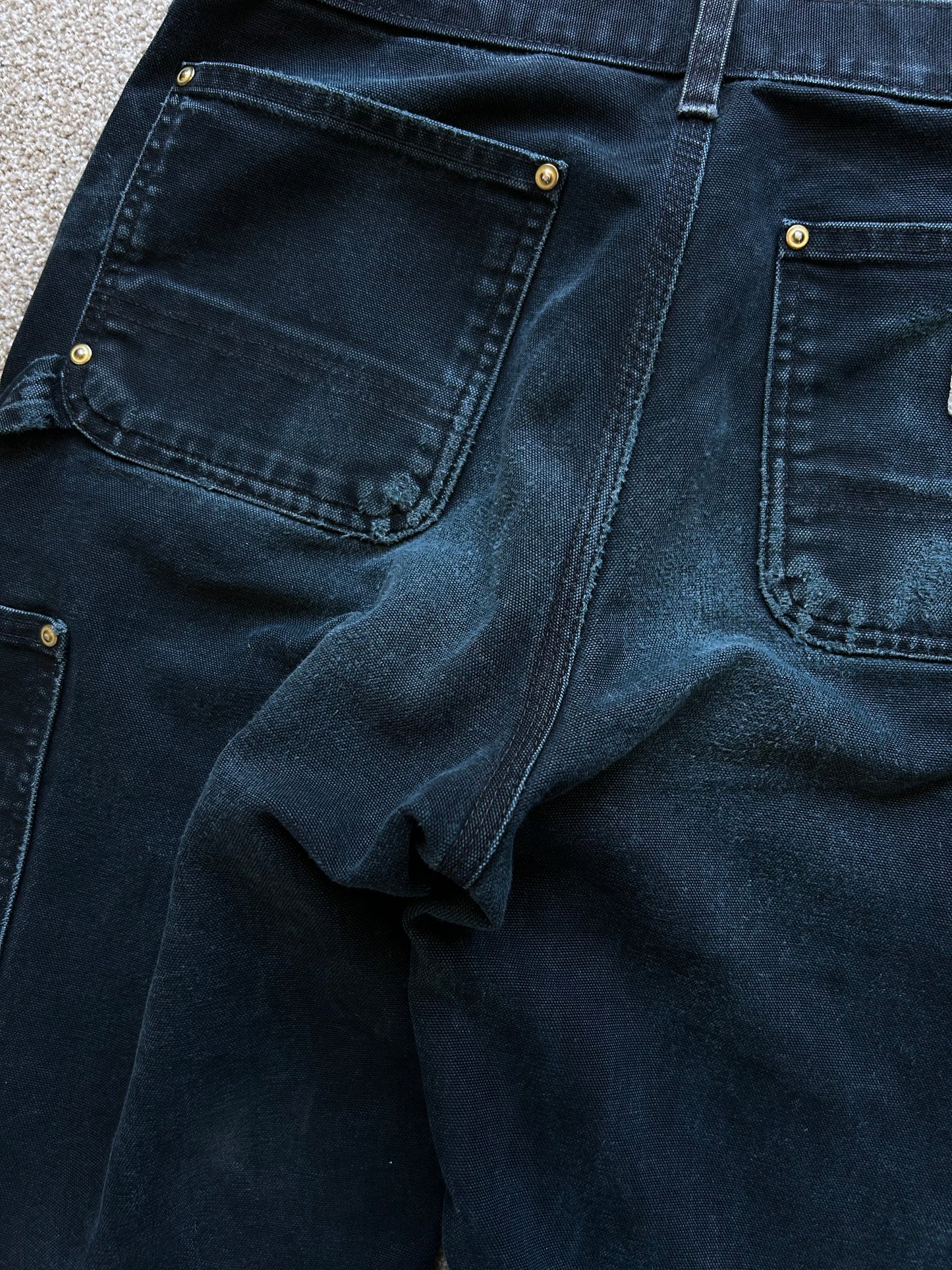Carhartt Black Double Knee size 30 waist 40 inches Length Vintage Made in USA
