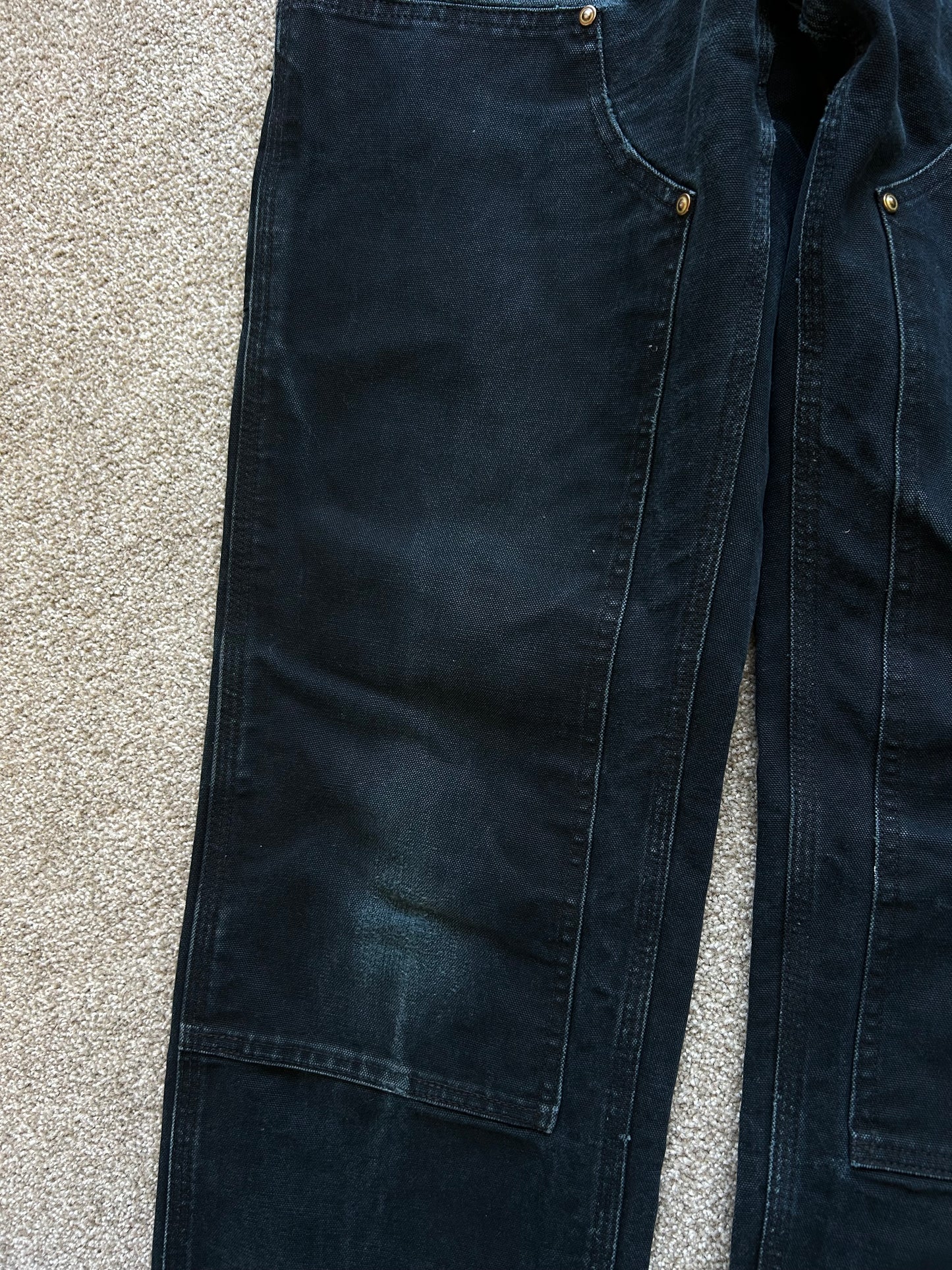 Carhartt Black Double Knee size 30 waist 40 inches Length Vintage Made in USA