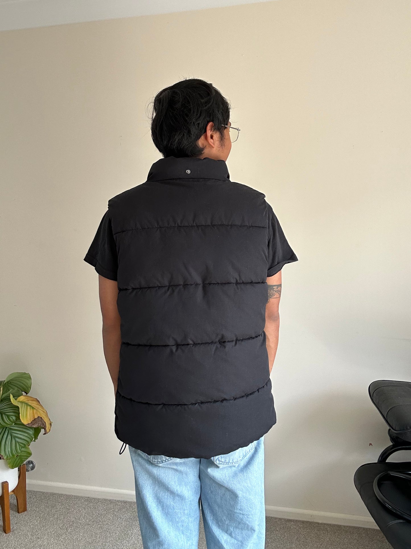 Champion Rochester Puffer Vest in black polyester Detachable Hood Medium