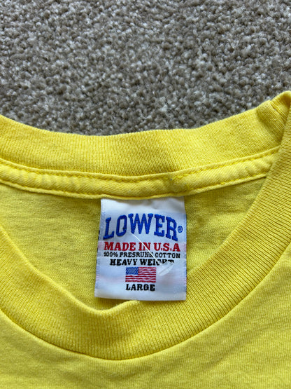yellow cotton t-shirt with the "Lower" brand logo Vintage Made in USA