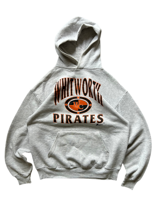 Vintage Whit Worth Pirates Hoodie Large Grey