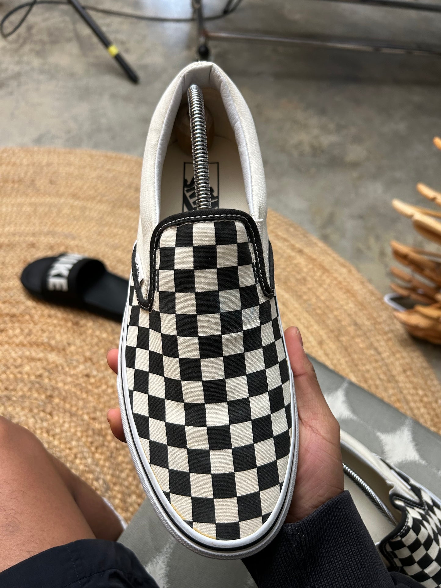 Vans Classic Slip-On sneakers in the iconic black and white checkerboard print size 9mens 10.5womens