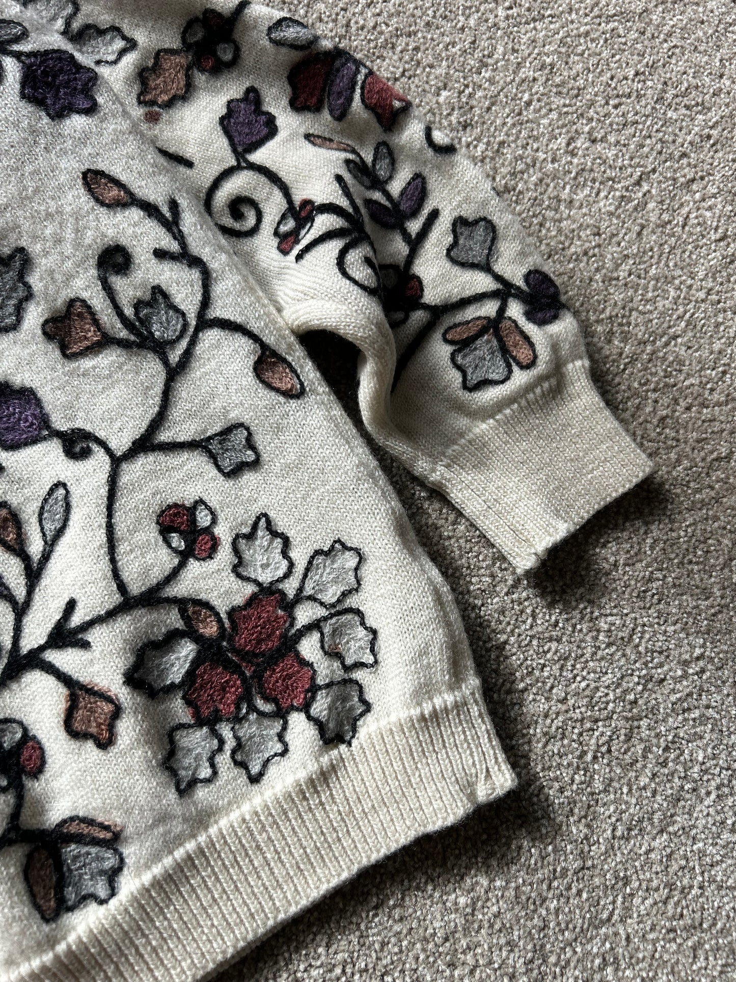French Connection Floral Wool Sweater Cream Small