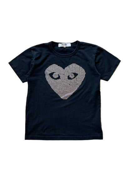 Comme des Garçons Play heart-print T-shirt in black with a embellished heart logo Small