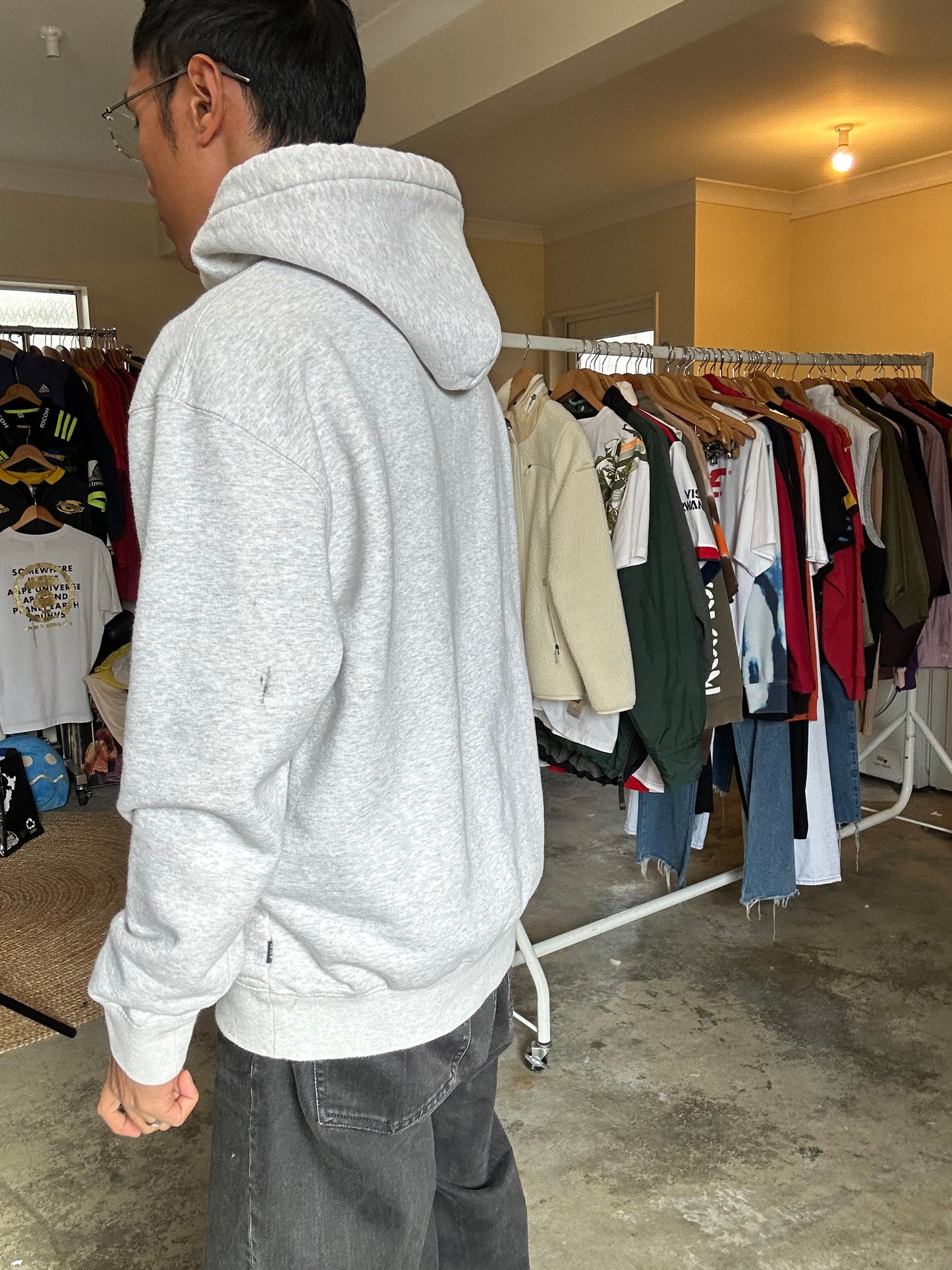 HUF x Thrasher Bayview Pullover Hoodie in Athletic Heather Small Grey