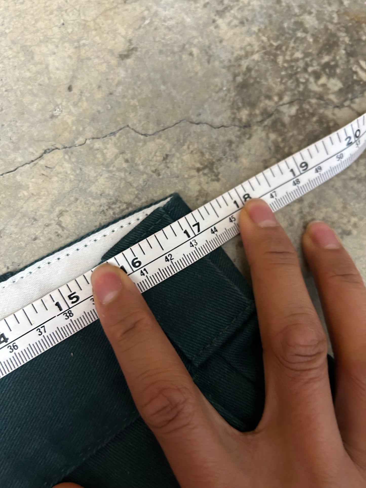 Vintage green Dickies 874 Original Fit Work Pants, recognized by their iconic tunnel belt loops and straight-leg cut 34