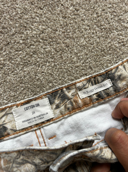 Cotton On 91 Baggy Denim Carpenter Camo Jorts size 32