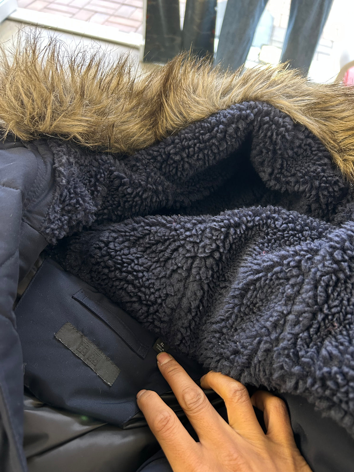 Uniqlo Puffer Ultra Warm Down Coat XL Navy Blue