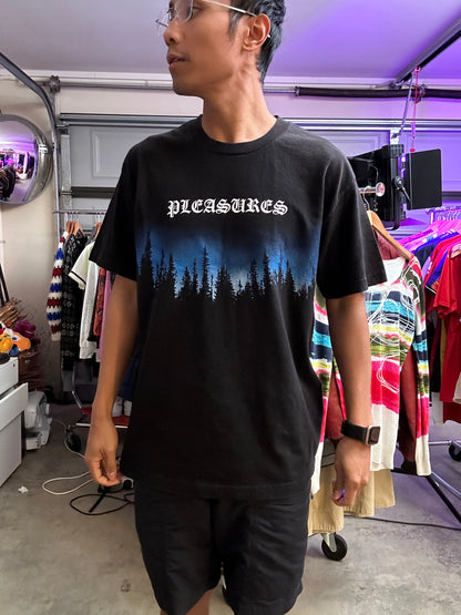 Pleasures Forest T-Shirt in black Large Has a Bleach Stain Left Shoulder