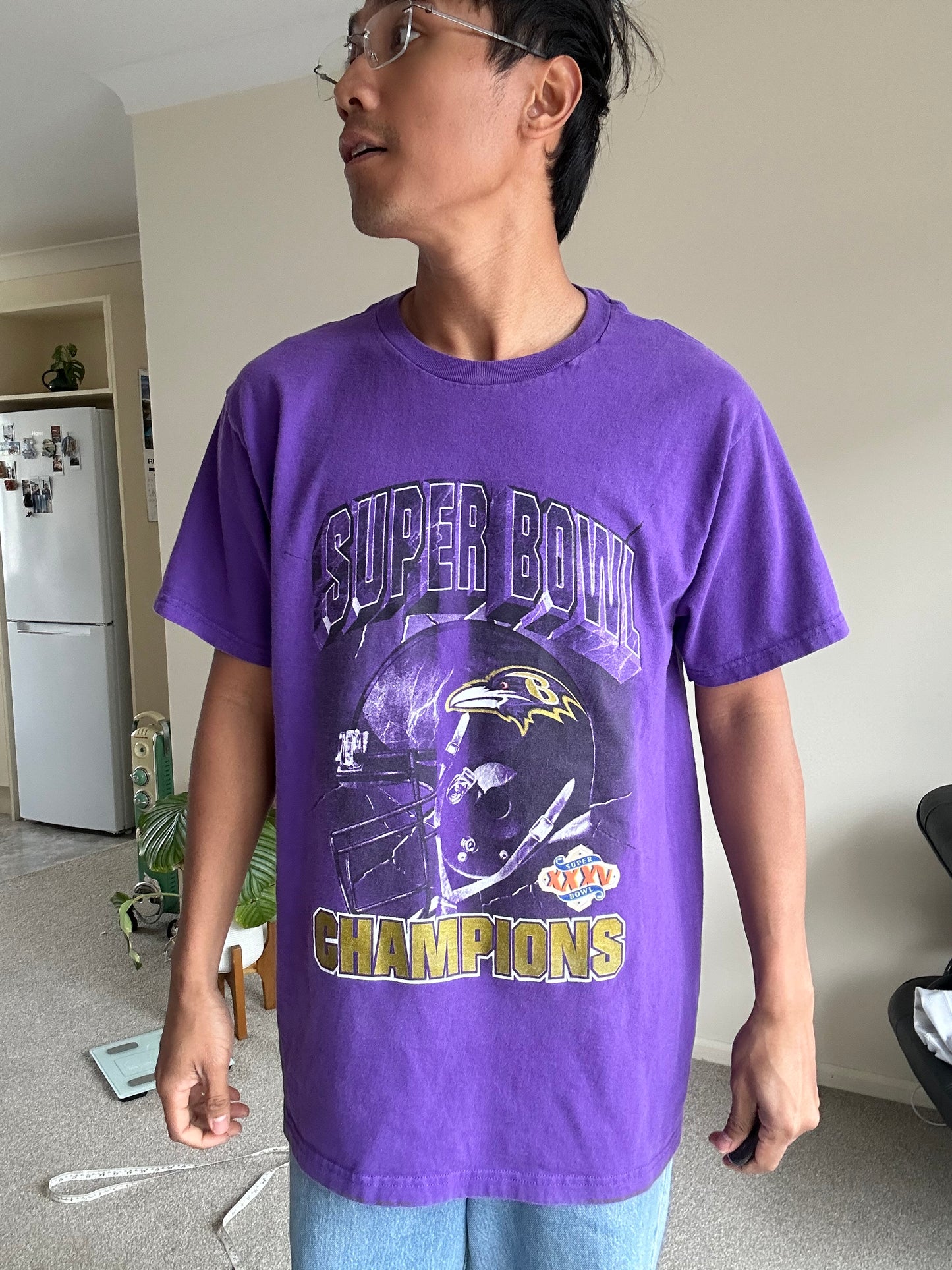 vintage Fruit of the Loom Baltimore Ravens Super Bowl XXXV Champions Purple Large