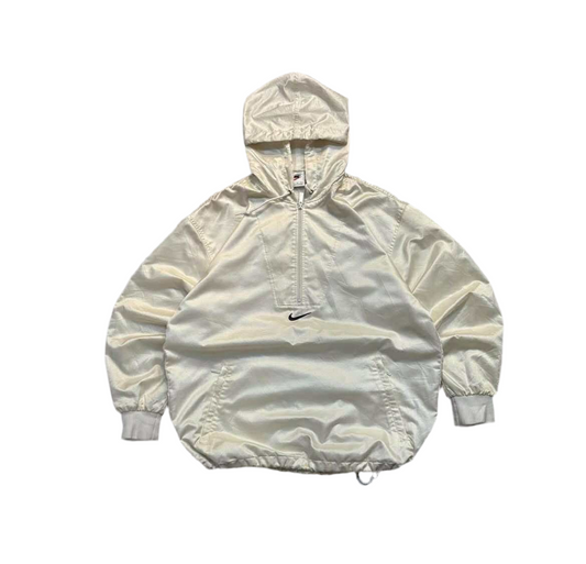 Vintage Nike Half Zip Jacket Windbreaker Shiny Cream Large