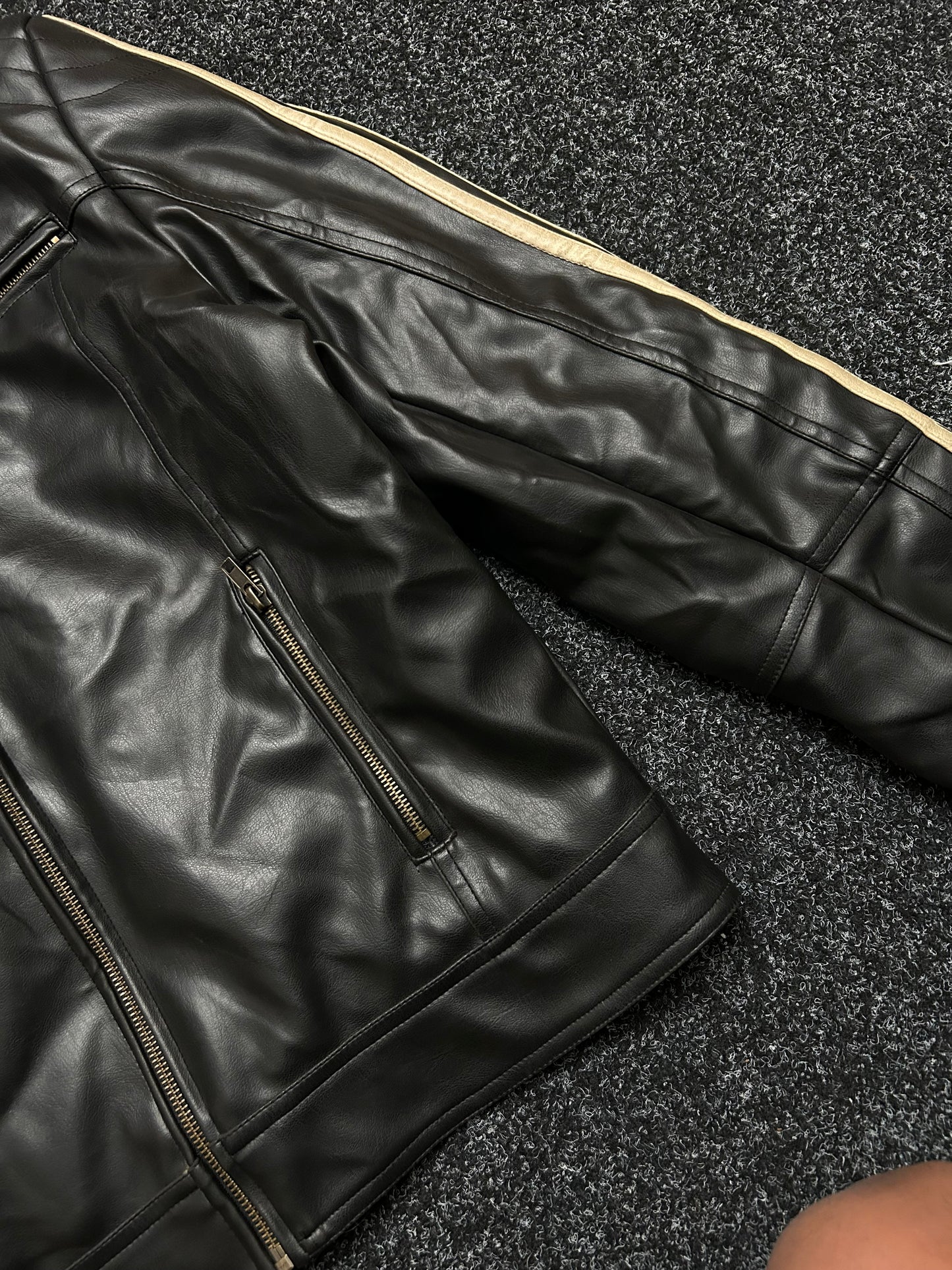 Biker Leather Jacket Medium Black