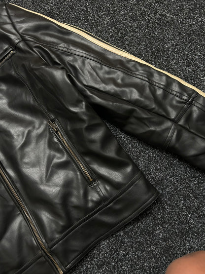 Biker Leather Jacket Medium Black