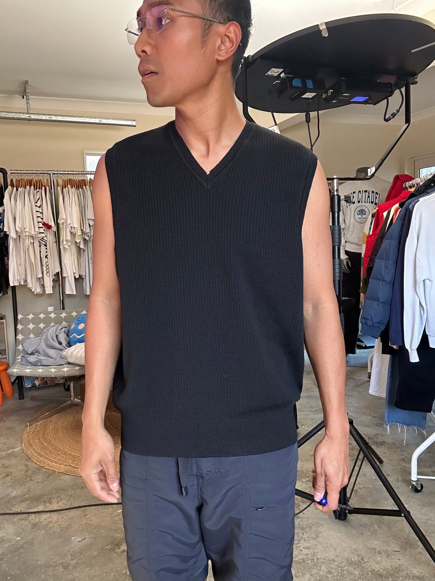 Rodd & Gunn Vintage Black Sweater Vest Merino Wool