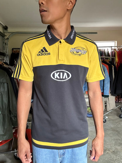 Adidas Ricoh Hurricanes rugby polo shirt Yellow 2015 Small
