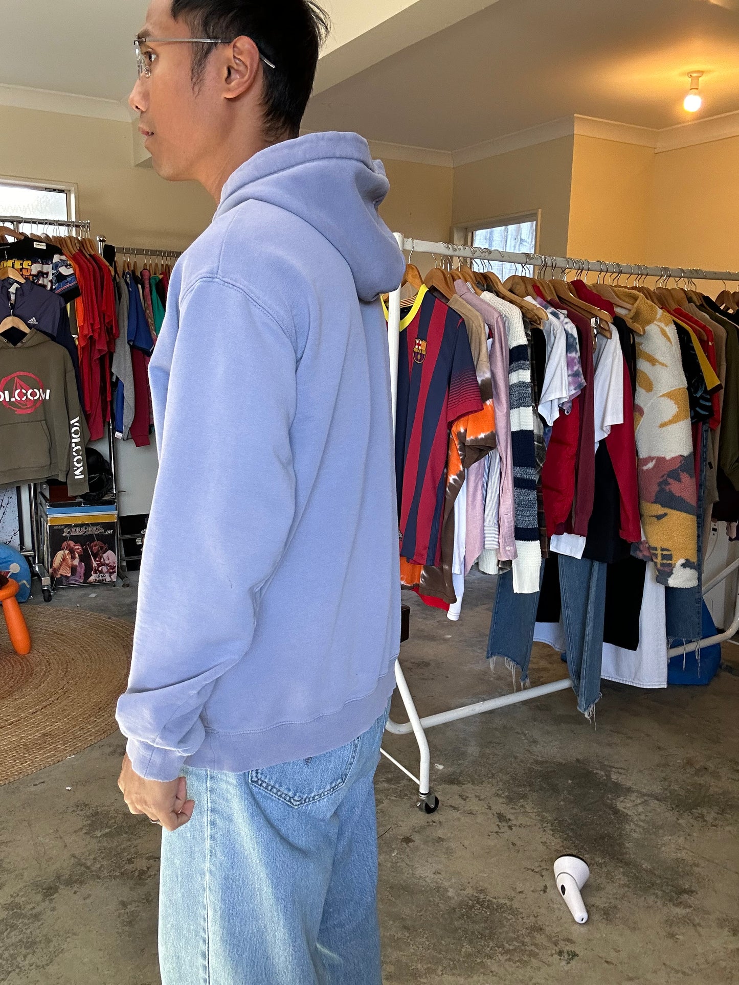 Stüssy hoodie is a vintage washed lilac French terry Faded  Medium