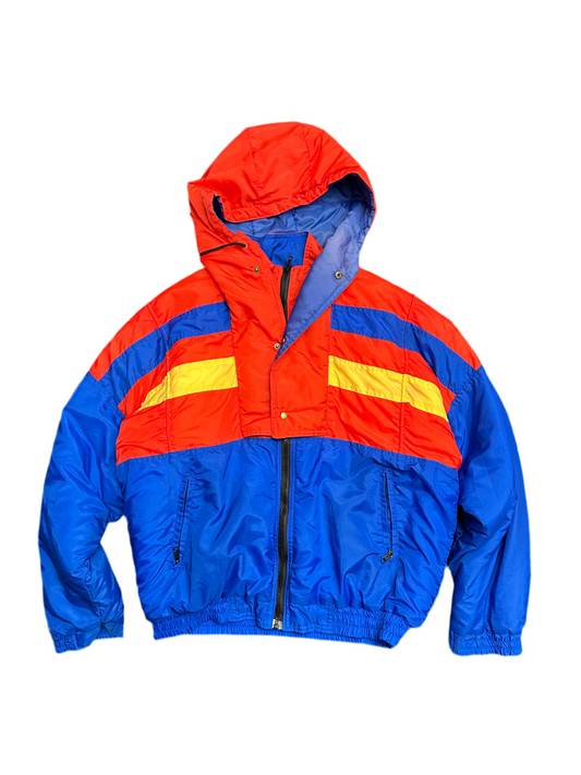 Retro Ski Snowboard Anorak Jacket Red Yellow Blue Colorful Vintage 80s 90s