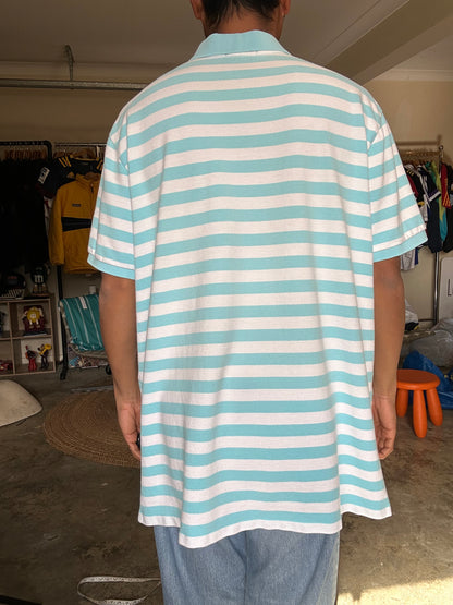 Polo Ralph Lauren light blue and white striped cotton polo shirt 2XL