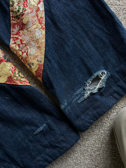 2010s Nishiki Japanese Kimono Thunder Patch Denim Jeans size 34