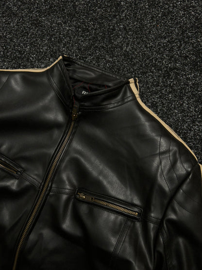 Biker Leather Jacket Medium Black