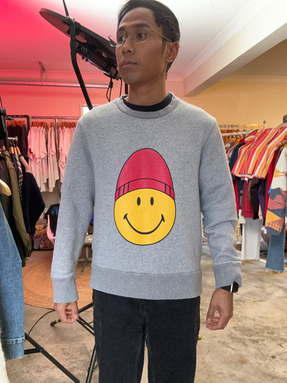AMI Smiley World Big Graphic Sweatshirt Grey Medium