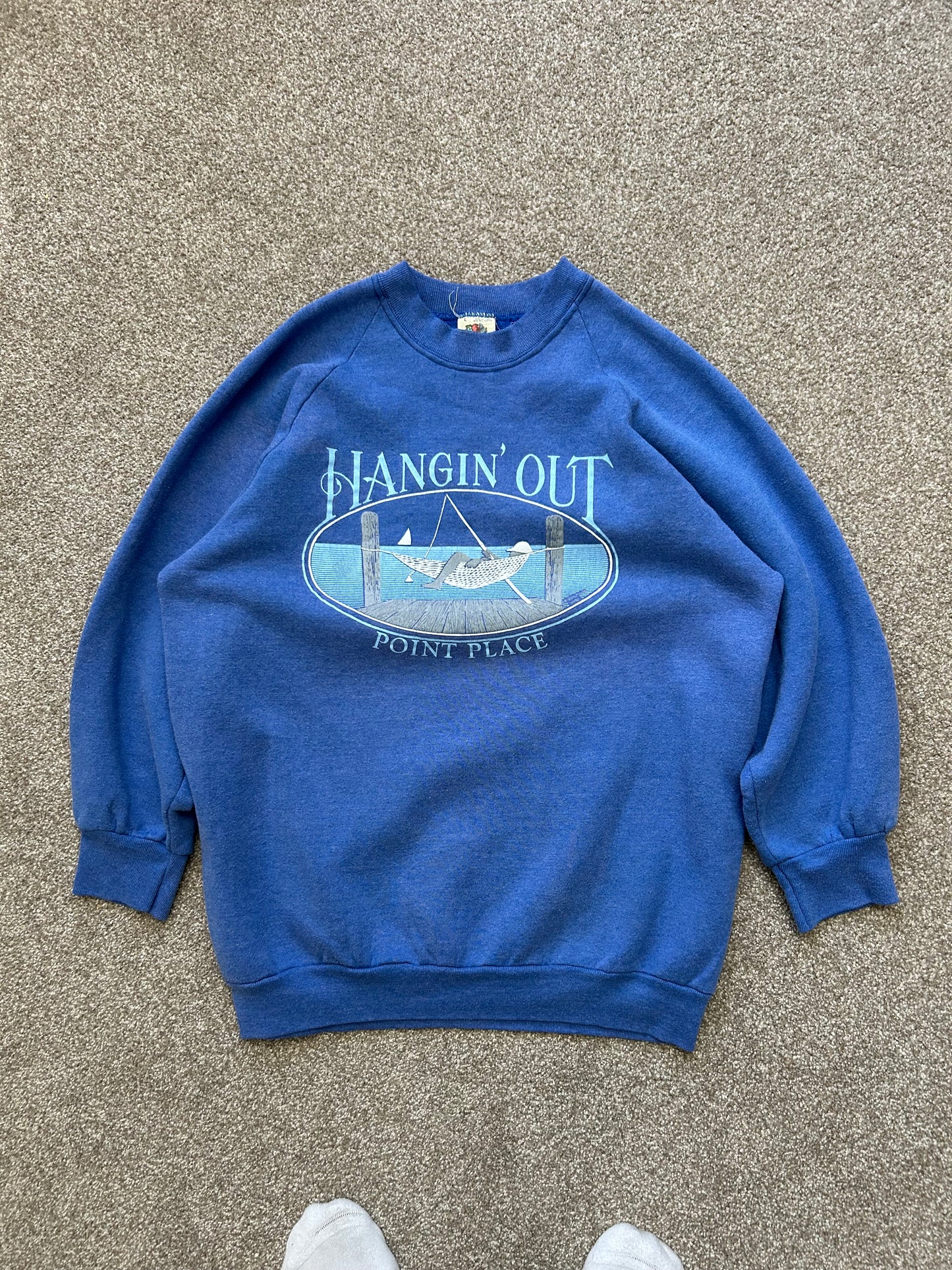 80's Fruit of the Loom Sweater Large Blue