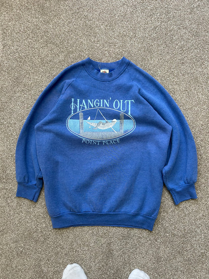 80's Fruit of the Loom Sweater Large Blue