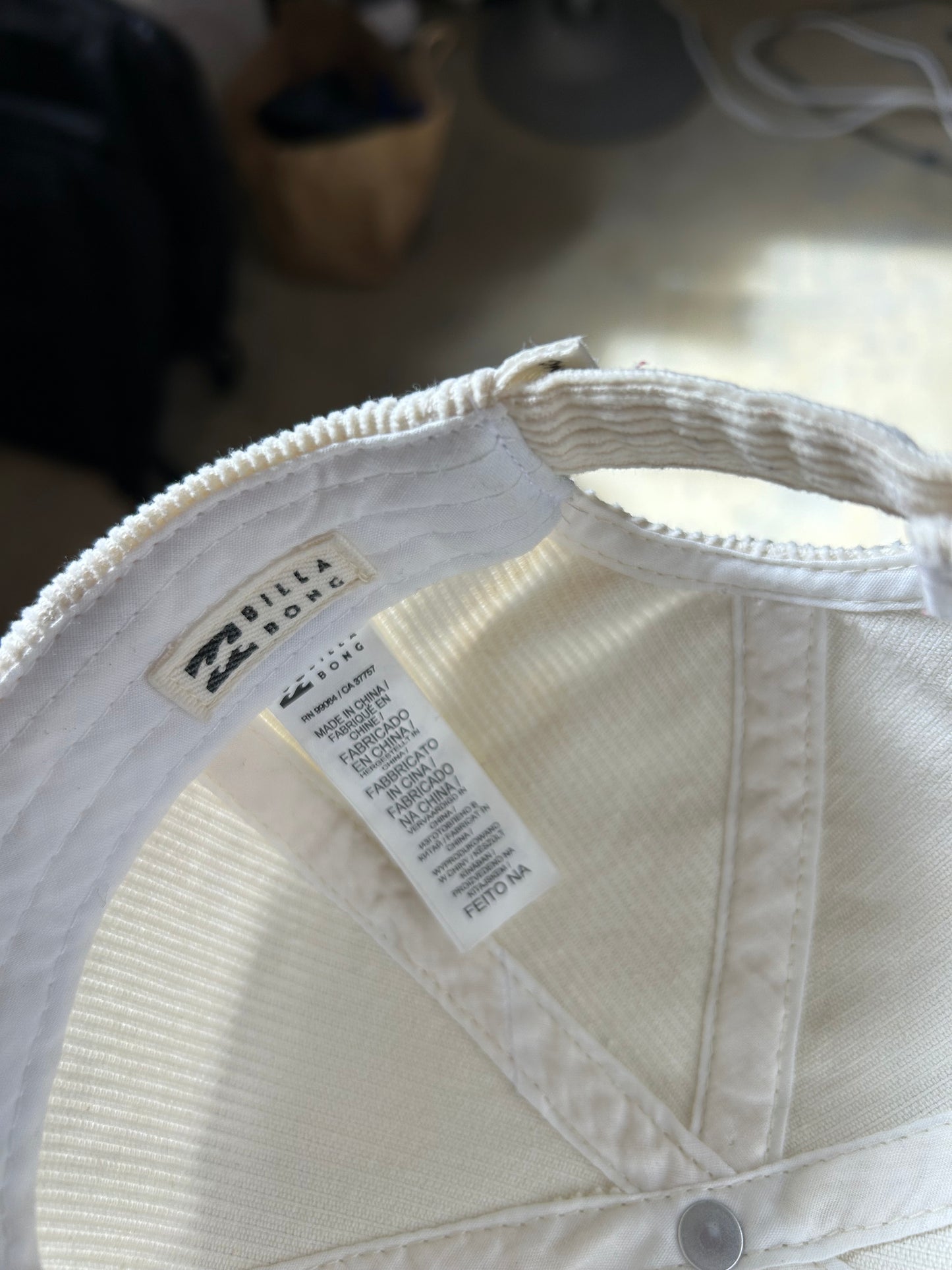 Billabong corduroy dad cap, which features a curved visor and an adjustable metal back closure Cream OSFA